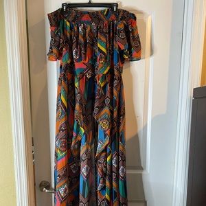 Multi-colored Print Plus Sz Hi-Lo Duster